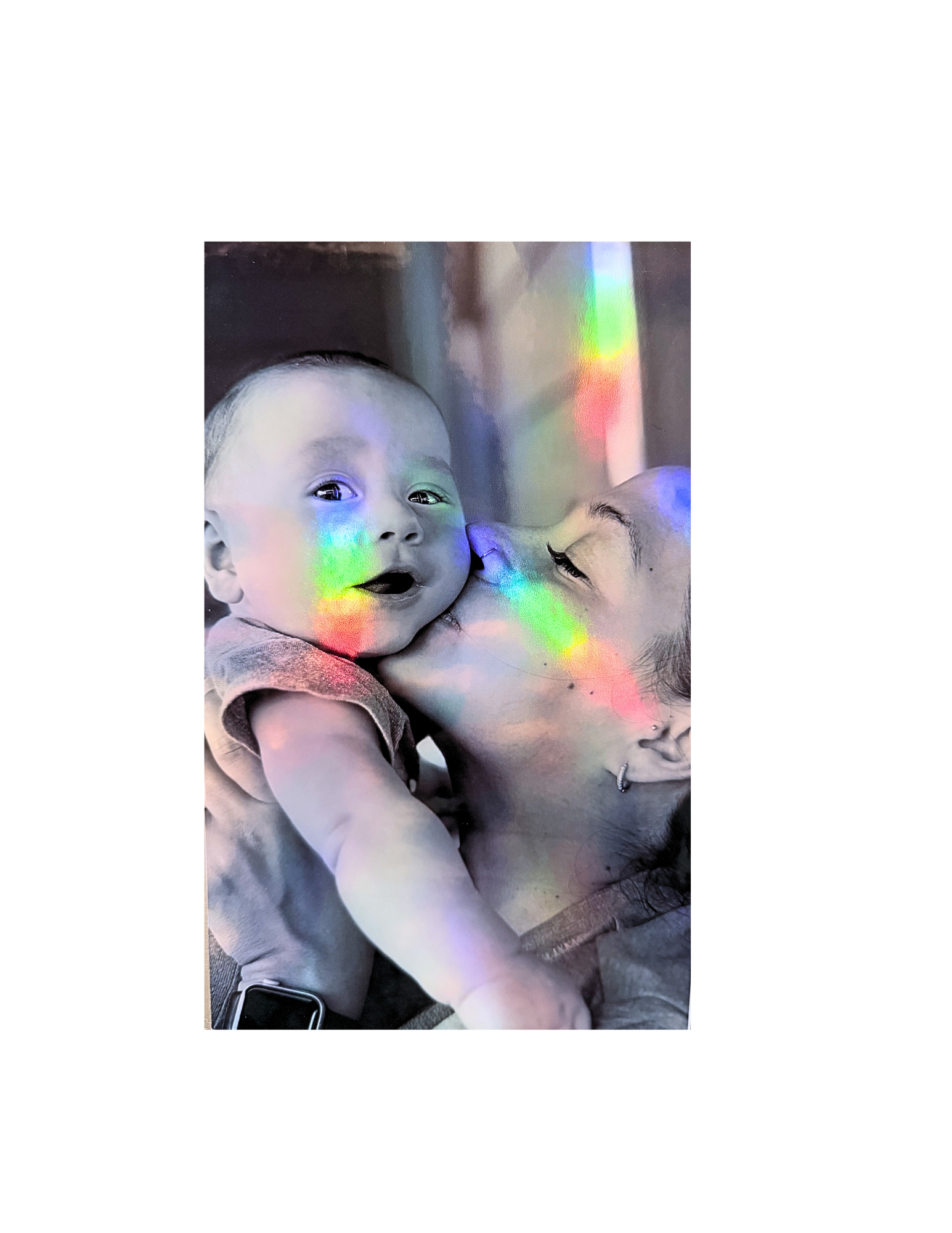 Baby keepsake with holographic shimmer